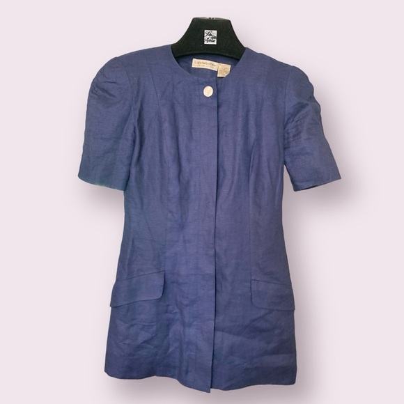 VTG Linen Short Sleeve Top or Blazer - Picture 5 of 5